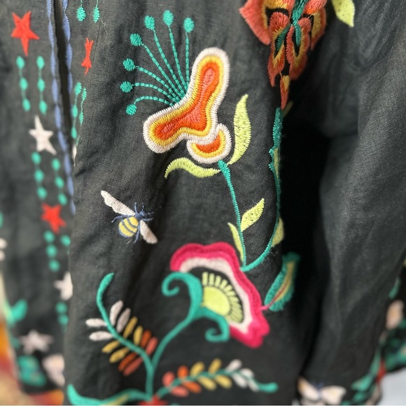 Johnny Was Linen Embroidered Black Kimono Jacket, size Large, like new! - Picture 3 of 14